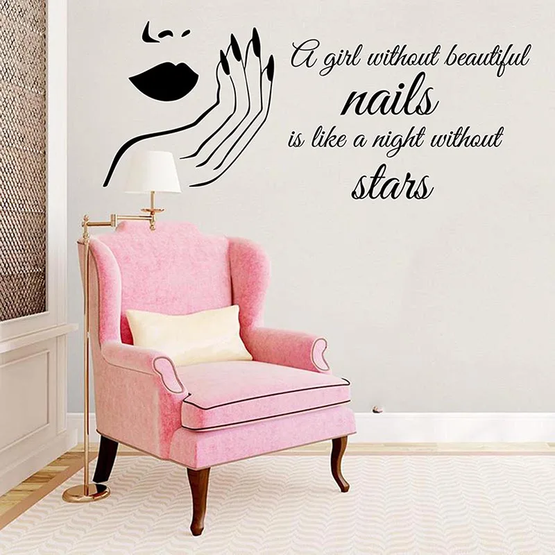 Large Beauty Nail Salon Star Girl Face Fashion Wall Sticker Manicure Makeup Hair Salon Wall Decal Girl Room Decor (2)