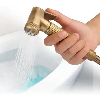 

Vintage Brass Handheld Bidet Sprayer Spray Head Bracket Hose Kit Bathroom Accessories Tool