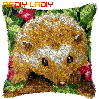 

Latch Hook Cushion Hedgehog & Apple Pillow Case Pre-Printed Canvas Acrylic Yarn Latched Hook Pillow Crochet Cushion Cover Kits