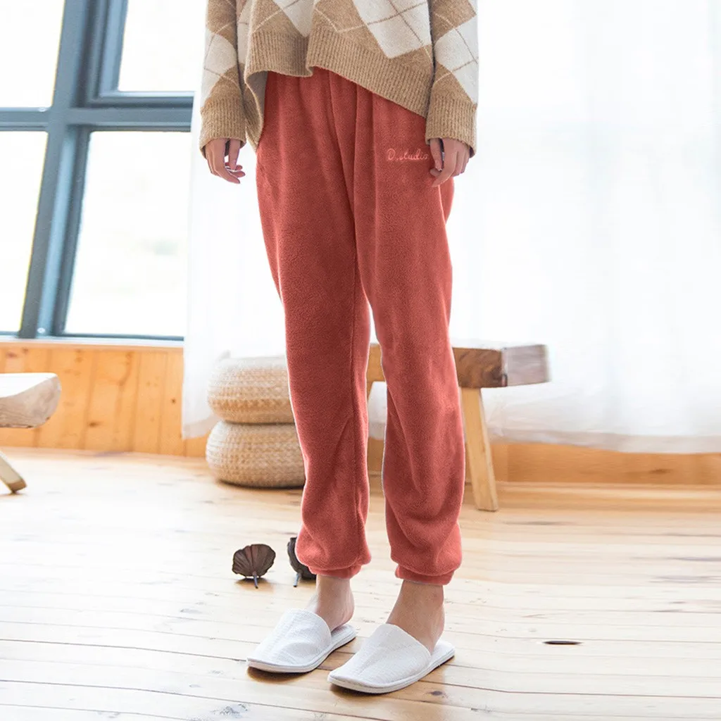 Z20 New Home Pants For Women Winter Coral Fleece Pyjama Trousers Women Pajama Pants Lounge Wear Ladies Sleeping Pants