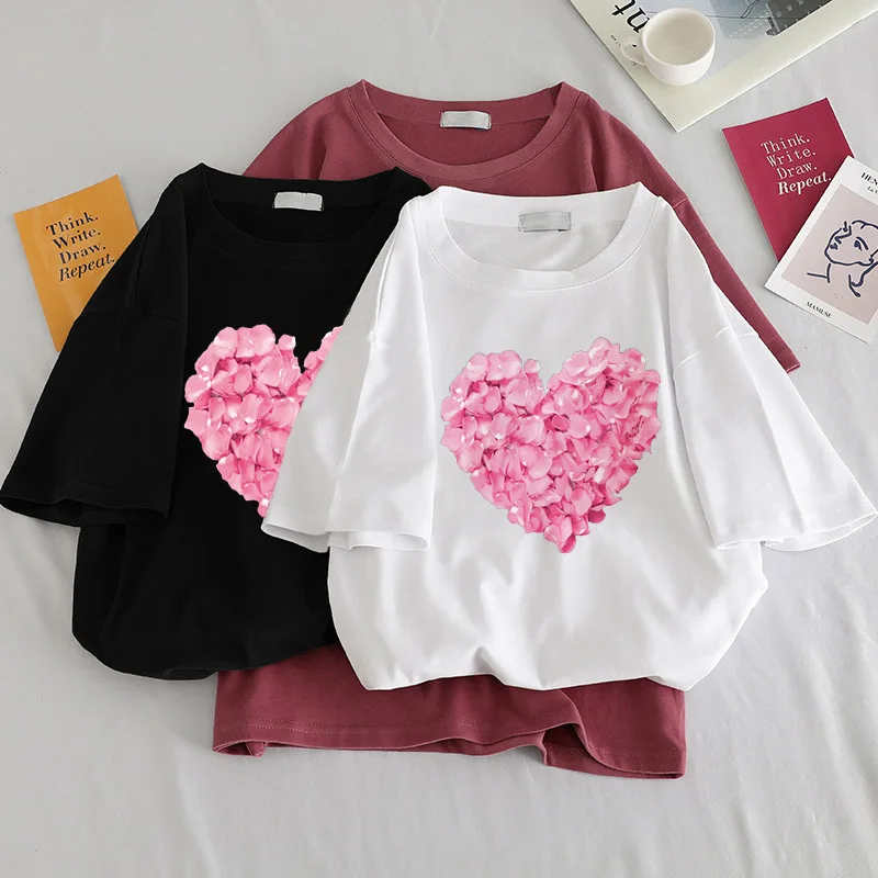 New Harajuku Kpop Female Tshirt likee love Print Short Sleeve Tops & Tees Fashion Casual T Shirt Women Clothing T-shirts