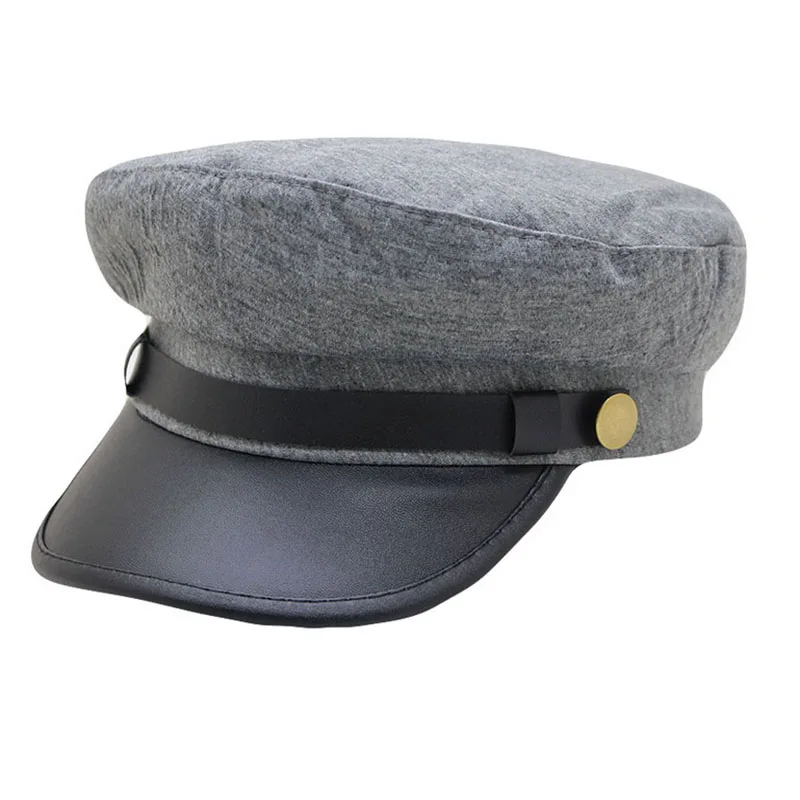 Военная кепка, шапка, женские зимние шапки для мужчин и женщин, Дамская армейская Кепка из искусственной кожи, Черная кепка, шляпа моряка, мужская шапка