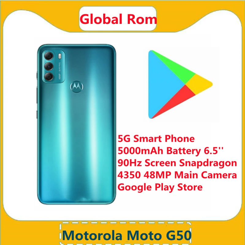 Global Rom Lenovo Moto G50 5G Smart Phone 5000mAh Battery 6.5'' 90Hz Screen Snapdragon 4350 48MP Main Camera Google Play Store laptop ram