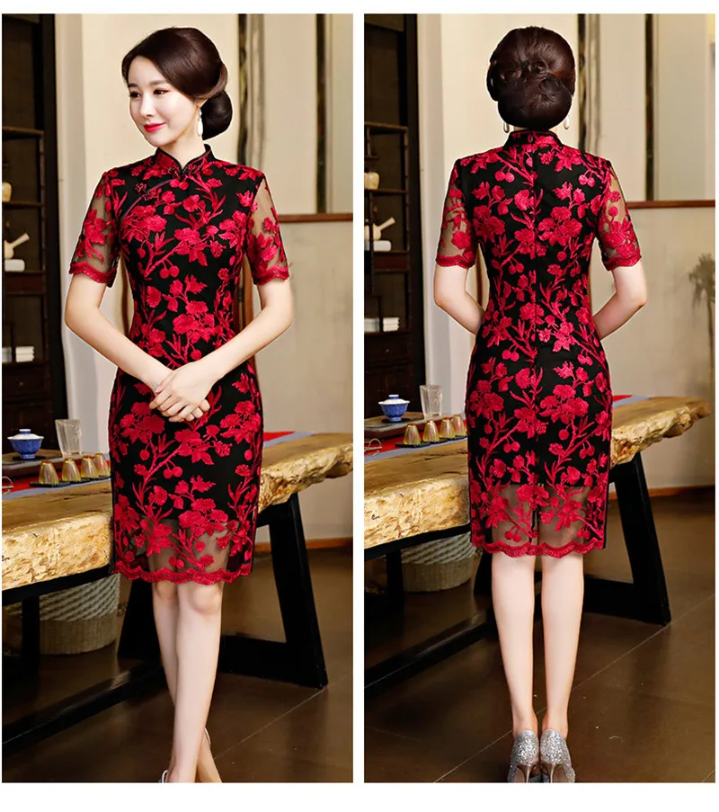 Cheongsam модное улучшенное кружевное платье с принтом в стиле пэчворк в китайском стиле женское ретро платье Ципао вечерние платья с высокой посадкой 3XL