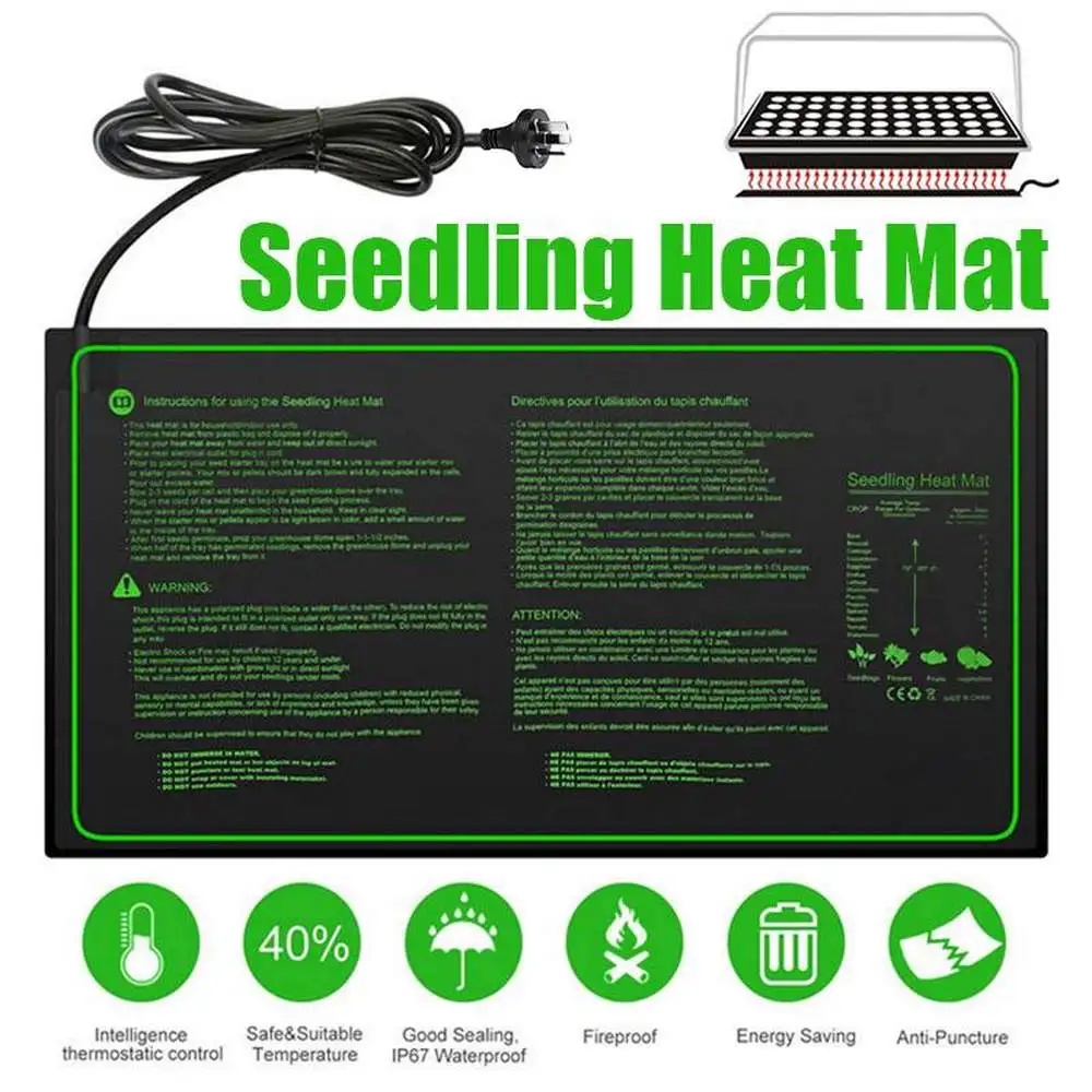 

Seedling Heating Mat 10x20.75 Inch Waterproof Plant Seed Germination Propagation Clone Starter Pad 110V/220V Garden Supplies