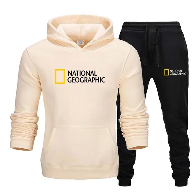 mens matching sets National Geographic-Men's Sweatshirt And Pants Suit, Casual Sportswear, Hoodie, New Autumn And Winter Collection, 2 Piece Set mens sweat suits sets