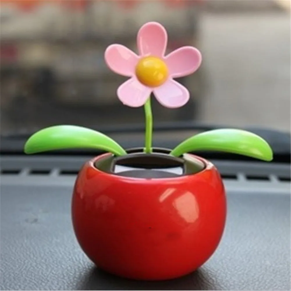 1 Pc Solar Powered Dancing Flower Car Dashboard Ornaments Swinging Toy