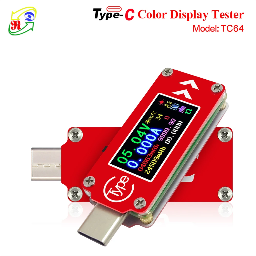 RD TC64 Type C цветной ЖК дисплей USB Вольтметр Амперметр измеритель напряжения