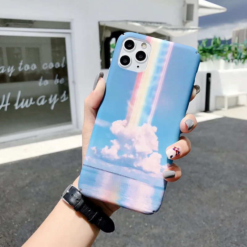 Чехол для телефона с радужным облаком и пейзажем iPhone XR X 11 Pro XS MAX 6 6S 7 8 Plus SE2020