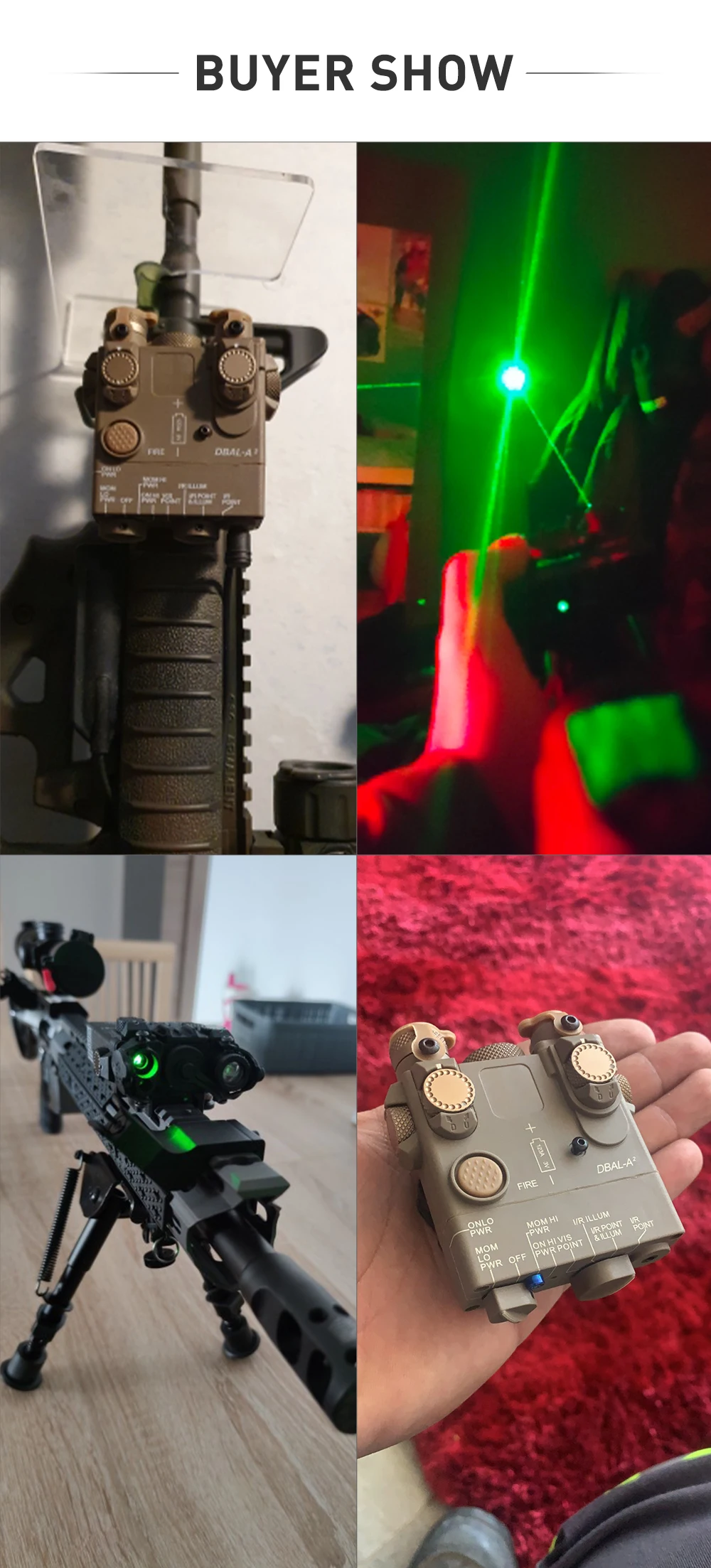 WADSN DBALA2 Airsoft Mini PEQ Green Dot IR Aiming Laser with White