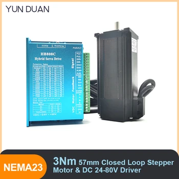 

3Nm 428Oz.in Nema23 57 Stepper motor Hybrid close-loop Encoder 4.5A 2 Phase with 24V~80V DC Driver kit for CNC Engraving machine