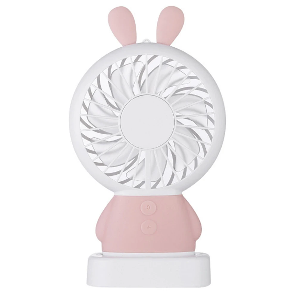 pink rabbit Ручной вентилятор, электрический вентилятор, карманный вентилятор, цветные огни с основанием, 800 мАч, портативный, мультяшный, летний, ультратонкий, охлаждающий - Цвет: pink rabbit
