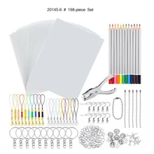 Keychains-Pencils Art-Supply Plastic-Kit Heat-Shrink-Sheet Drawing Hole-Punch DIY 145/198PCS