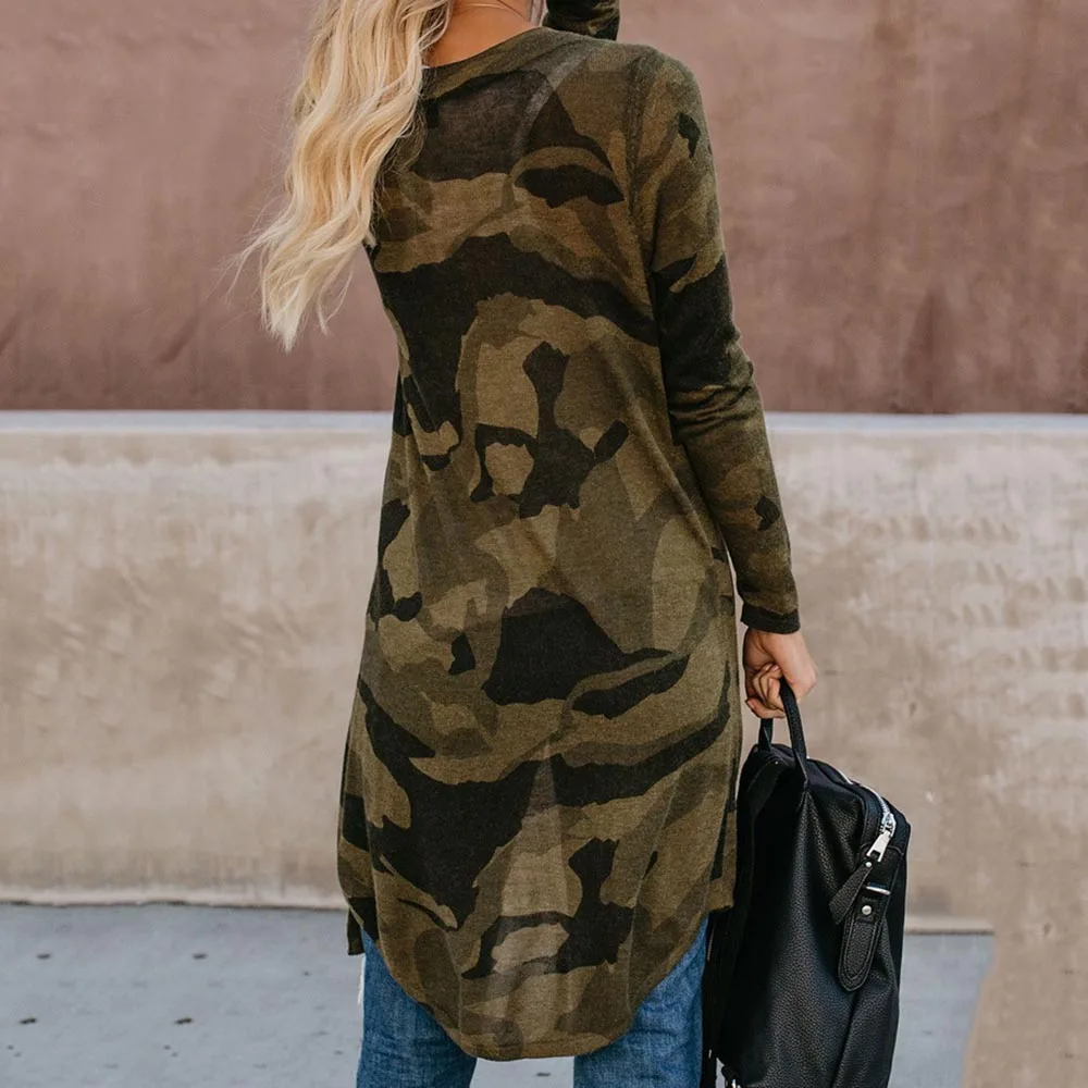 Women Trench Coat Plus Size Autumn Fashion Leopard Print Kintted Loose Long Cardigan Office Ladies Causal Retro Outwear