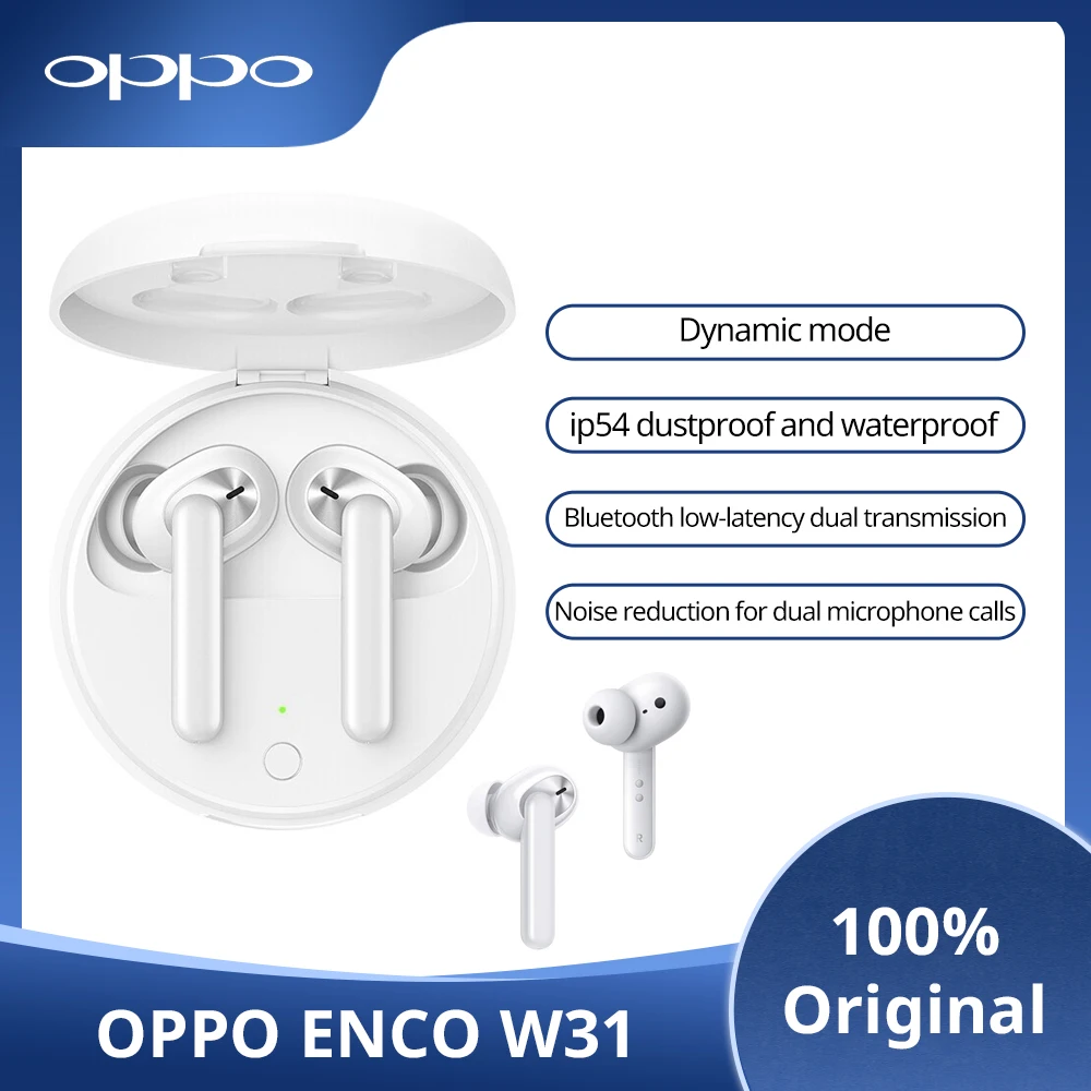 TRENDING! 100%Original OPPO Enco W31 Original TWS Earphones Bluetooth Low Latency Wireless IP54 Waterproof Headsets For Apple Huawei OPPO