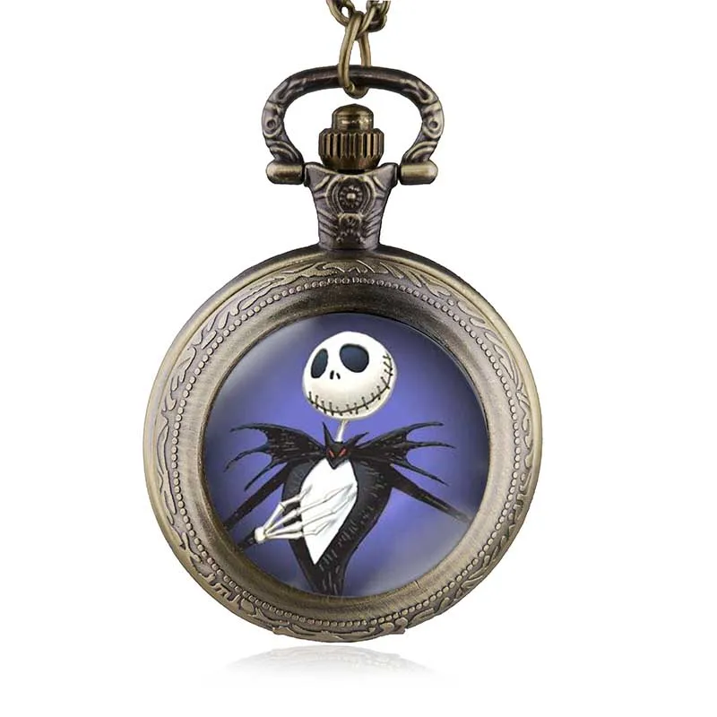 Blue-Lovely-Cartoon-Pattern-Skull-Theme-Quartz-Pocket-Watch-With-Fob-Chain-Necklace-Best-Christmas-Gift