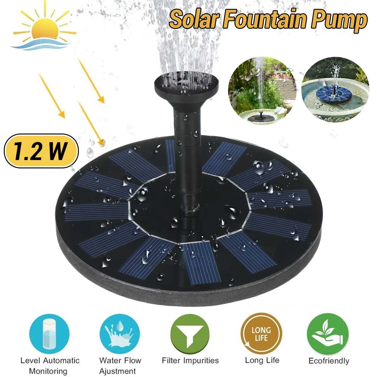 13cm Solar Fountain Pump 1 2w Floating Solar Power Bird Baths Water Pump Outdoor For Aquarium Pond Garden Fountains Decoration Fountains Bird Baths Aliexpress