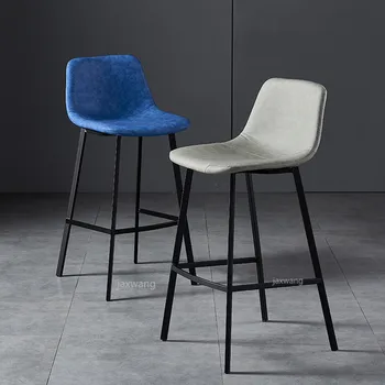 

Bar Chair Northern Europe Soft Bag Industrial Style Bar Stool Modern Bar Milk Tea Coffee Shop Household Iron Stool Dining Chair