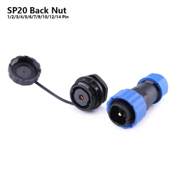 

SP20 IP68 Back Nut TYPE waterproof connector 1/2/3/4/5/6/7/9/10/12/14Pin Aviation connectors plug and socket
