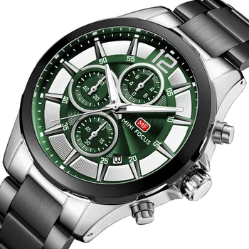 

MINI FOCUS Luxury Brand Men Watches Stainless Steel 30m Waterproof Multifunction Sport Clock Mens Wristwatch Quartz montre homme