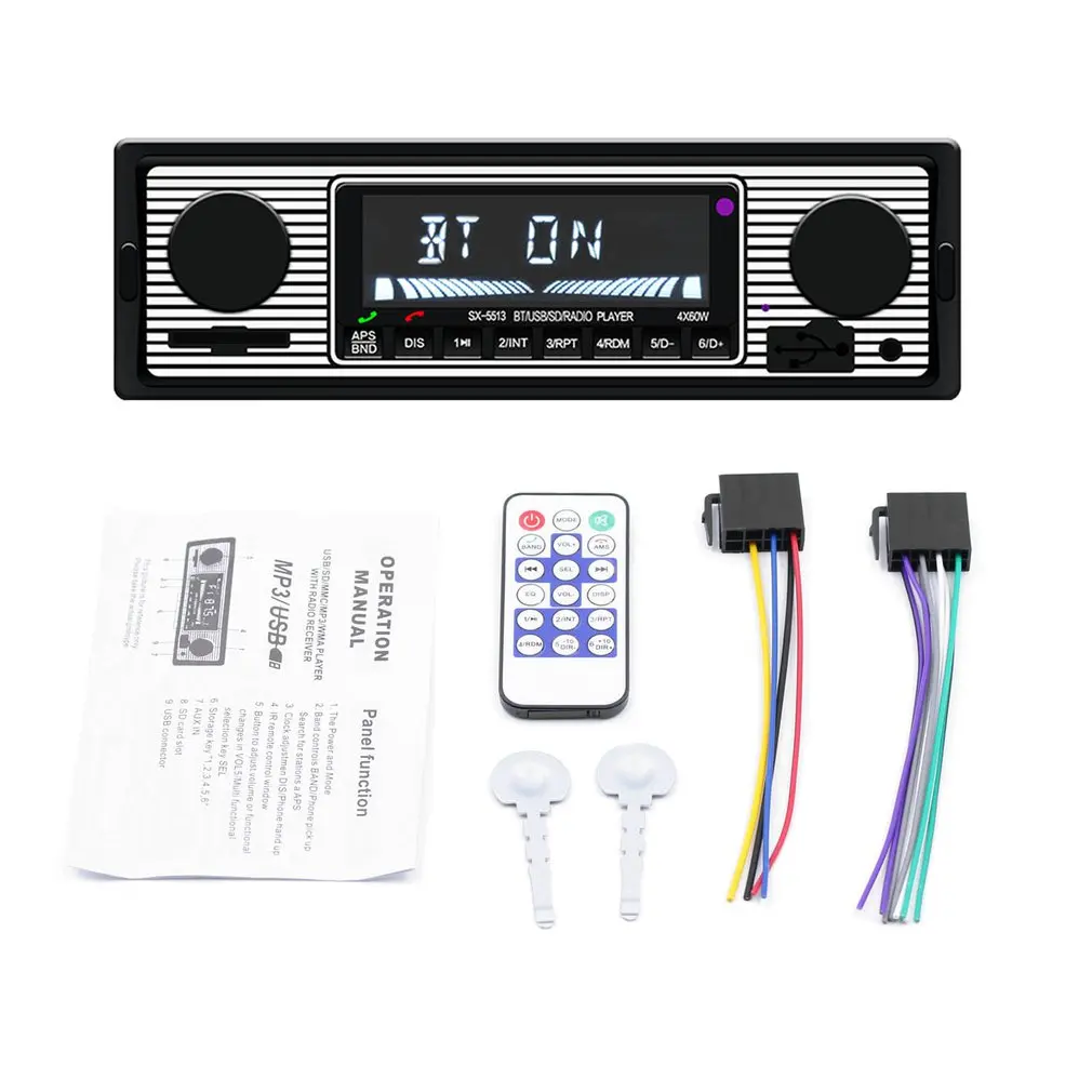 SX-5513 Car Bluetooth MP3 Player Digital FM Stereo Radio with Remote control Support MP3/WMA/WAV USB2.0 12V