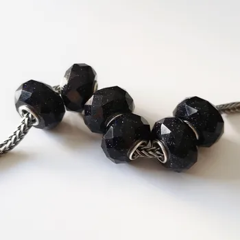 

Square Natural Stone Charm Beads 925 Sterling Silver Bead Fit European Charm Bracelets Silver Round Bead For Jewelry Making