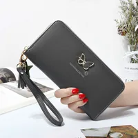 Fashion Butterfly Women Wallet Wrist Handle Phone Case Long Section Money Pocket Pouch Handbag Women’s Purse Card Holders 2020 1