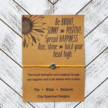 

12PCS BE BRIGHT! Positive Quotes Wish Card Bracelets Distance Love Friendship Bracelet Gifts For Women Knot String Live Free