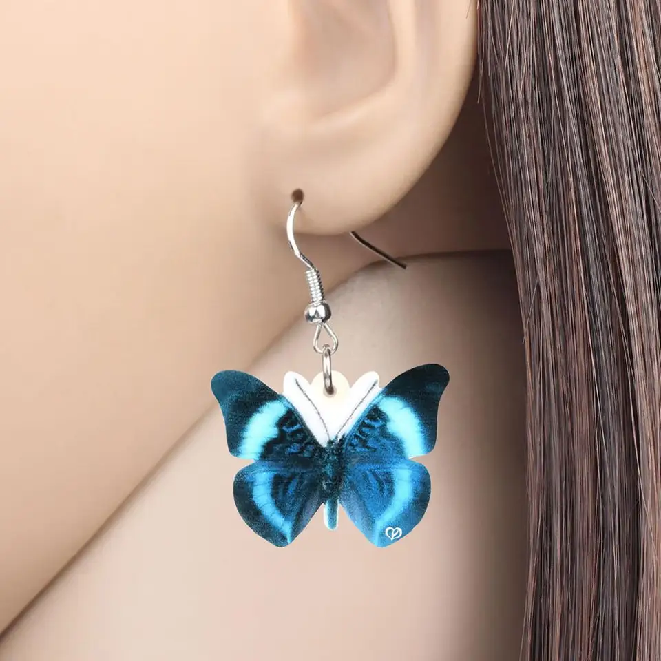 BONSNY Carino Monarca Farfalla Goccia Orecchini Insetto Primavera Estate Pendenti Gioielli Regali per le Donne Signore Ragazze Partito Charms Decorazioni (Arancio