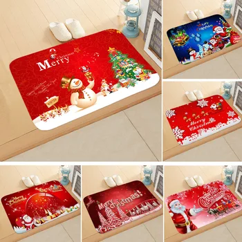 

Christmas Floor Mat with Print, New Year Anti-slip Door Carpet, Rectangle Rug for Bedroom Bathroom, 40cm*60cm