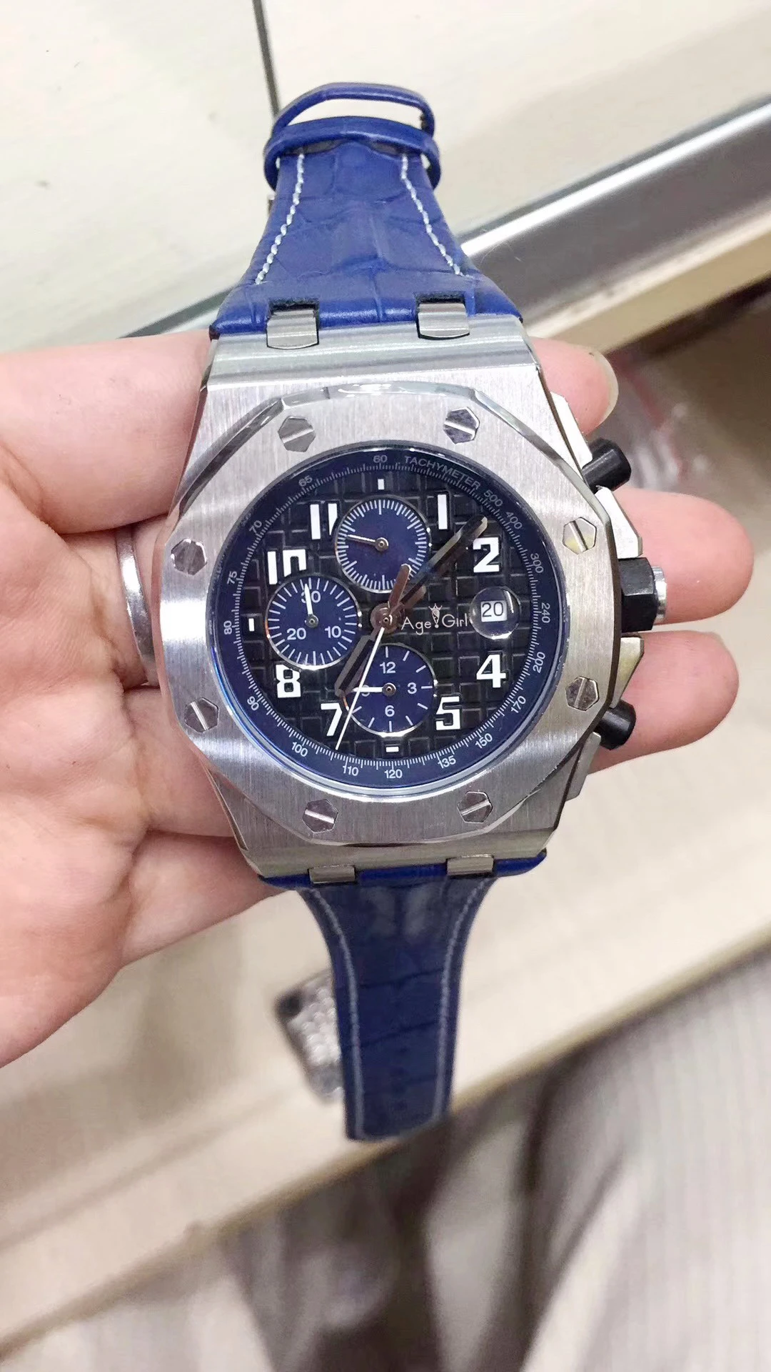 2 Luxury Brand New Brown Leather Chronograph Men Watch Stopwatch Blue Black Rose Gold White Sapphire Crystal Watches Limited AAA - Цвет: 2