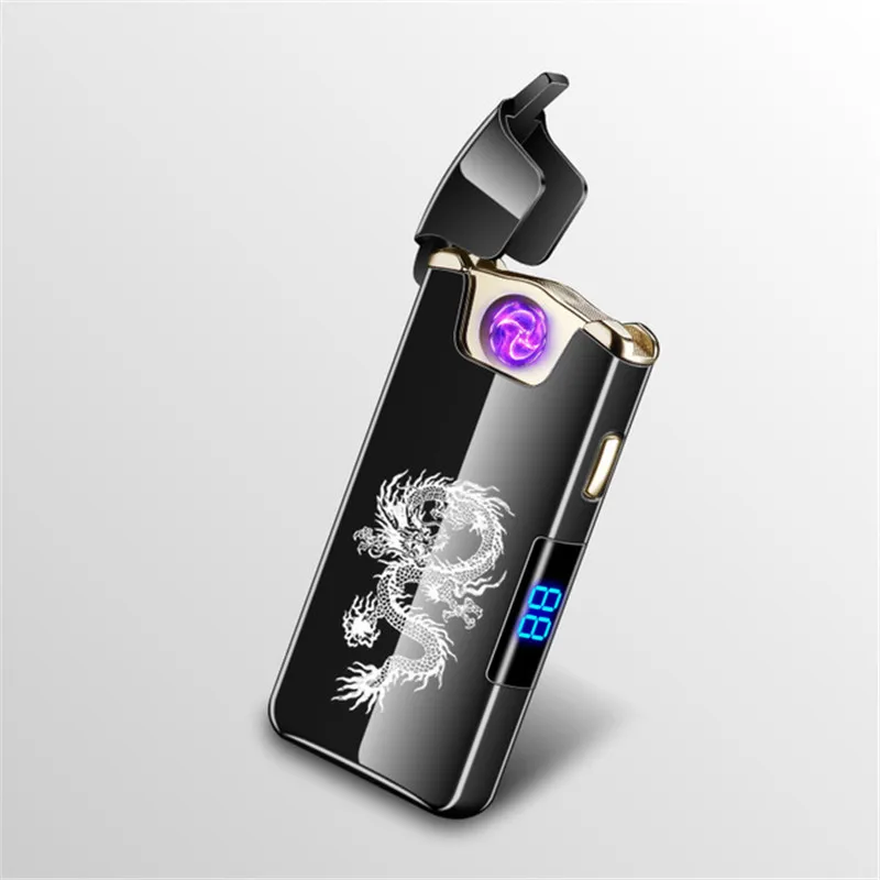 Magic rotatio Arc USB Зажигалка перезаряжаемая Электронная зажигалка светодиодный экран сигаретная плазма дисплей питания импульсная грозовая зажигалка