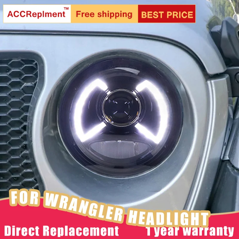 2Pcs LED Headlights For Jeep Wrangler- led car lights Angel eyes xenon HID KIT Fog lights LED Daytime Running Lights