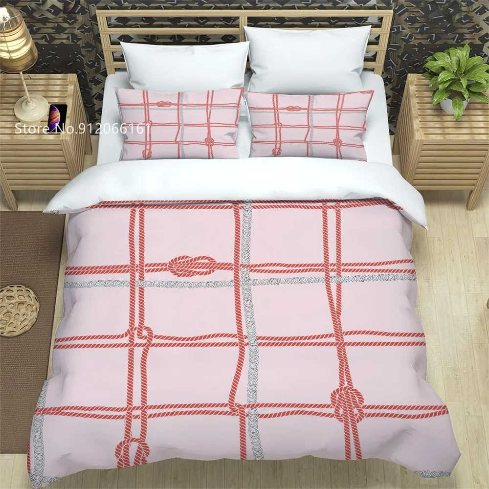 

Colorful Hemp Rope Bedding Set 3D Print Vintage Baroque Duvet Cover Gold Chain Bed Quilt Cover For Bedroom Bedspread Decor