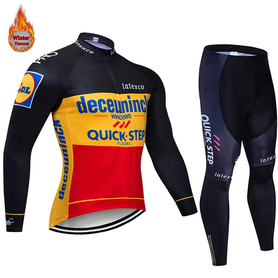 9 Велокофты Pro QuickstepTeam, зимний теплый флисовый комплект с длинным рукавом, Ropa Ciclismo, велосипедный триатлон, комплект для велоспорта - Цвет: 9