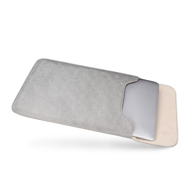 Мягкий чехол из искусственной кожи для ноутбука Macbook Air Pro 12 13,3 14 15 дюймов, сумка для ноутбука, чехол для планшета Xiami DELL lenovo - Цвет: Grey