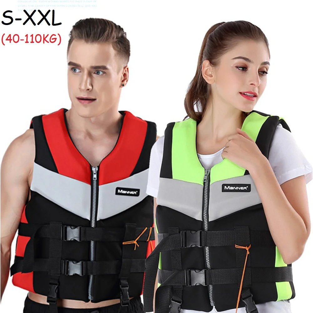 Adults Life Jacket Neoprene Safety Life Vest Water Sports Fishing Water