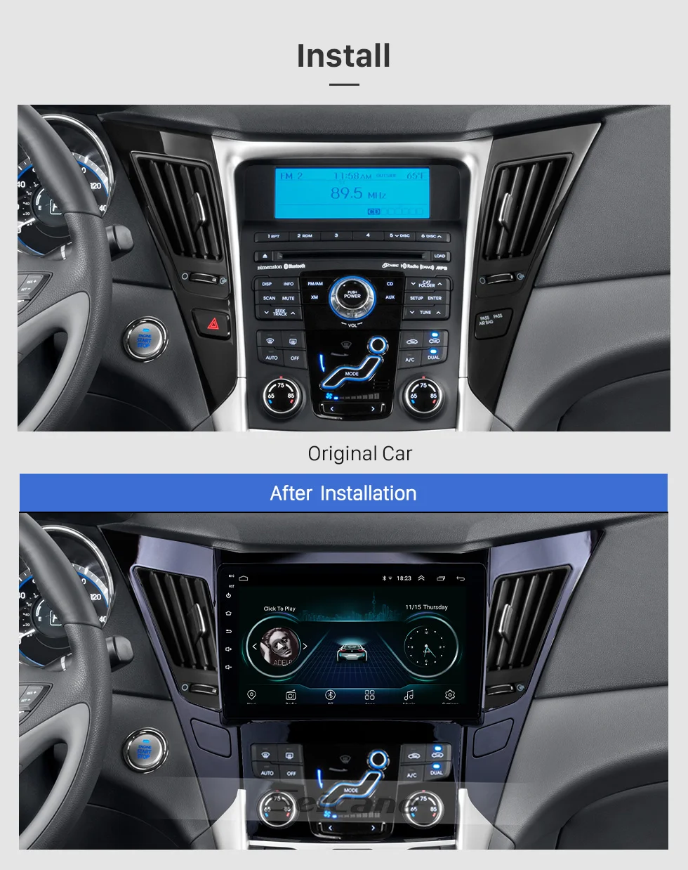 Seicane Android 8,1 " 2din автомобильный gps радио для 2011 2012 2013 hyundai Sonata 8 Поддержка Carplay DAB OBDII DAB