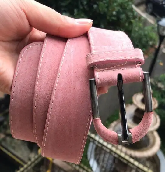 pink Новинка, модные женские винтажные панк-бретели, металлические джинсы с пряжкой, ремень из натуральной кожи для мужчин и женщин, аксессуары - Цвет: pink