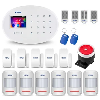 KERUI 433MHz Wireless RFID Card APP Remote Control Burglar Alarm W20 WIFI GSM Smart Home Motion Detector Security Alarm System 2018 kerui w18 wireless wifi gsm burglar security home alarm system android ios app wireless smoke detector wifi smart socket