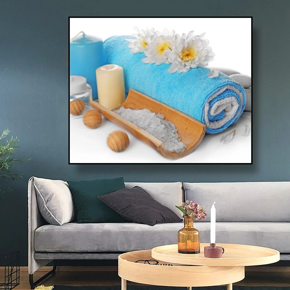Canvas Painting Bath towel bath salt candle Nordic Art Poster Picture Wall Decor Modern Home Decoration For Living room bathroom