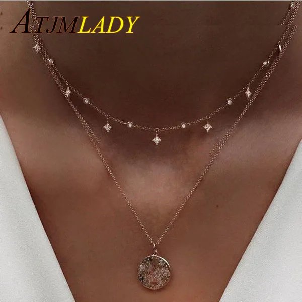cz link chain triangle drop charm 925 sterling silver women choker bridal gift Star charm sparling statement choker necklace