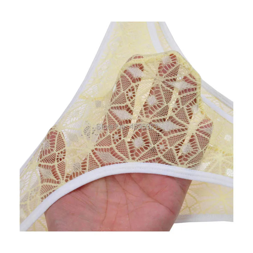 Men's Jacquard Bordered Briefs Rhombic Lace Mini Briefs Pouch Soft Bikini Mens Sissy Underwear 6