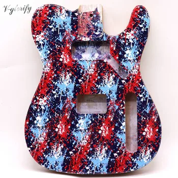 

alder wood electric guitar DIY body with hot soft printing customized painting guitar body barrel with a little crack