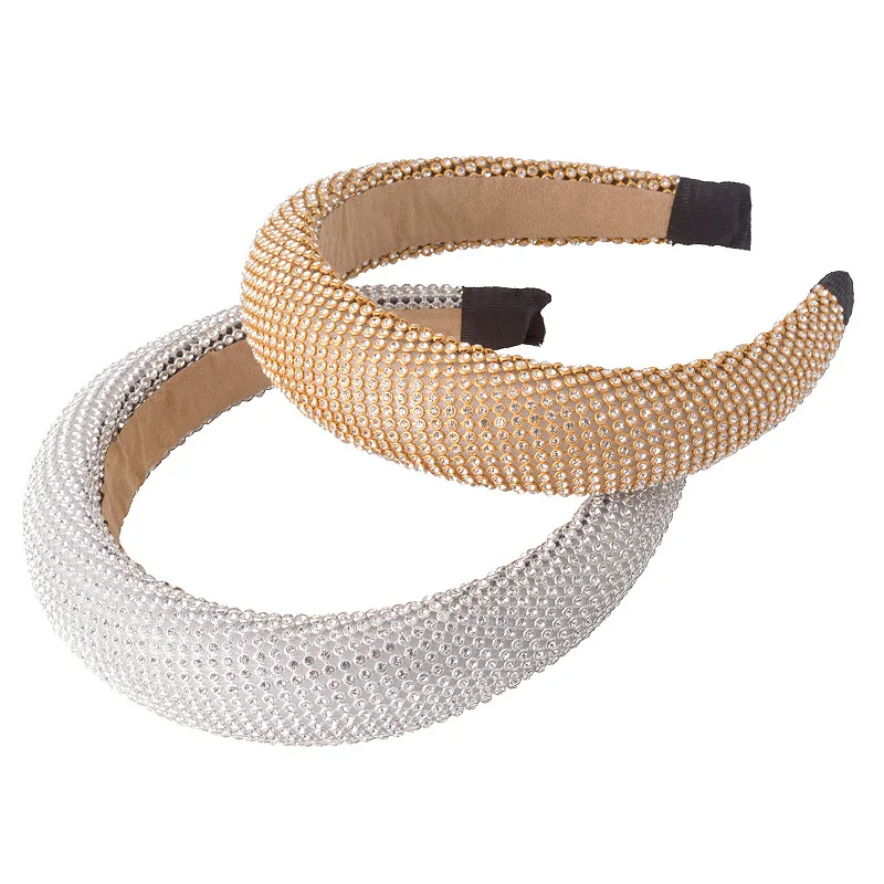 

Gold Sliver Full Cover Rhinestone Padded Headband Women Hair Bands Crown Hairband Women Hair Accessories Super Shining Hair Hoop