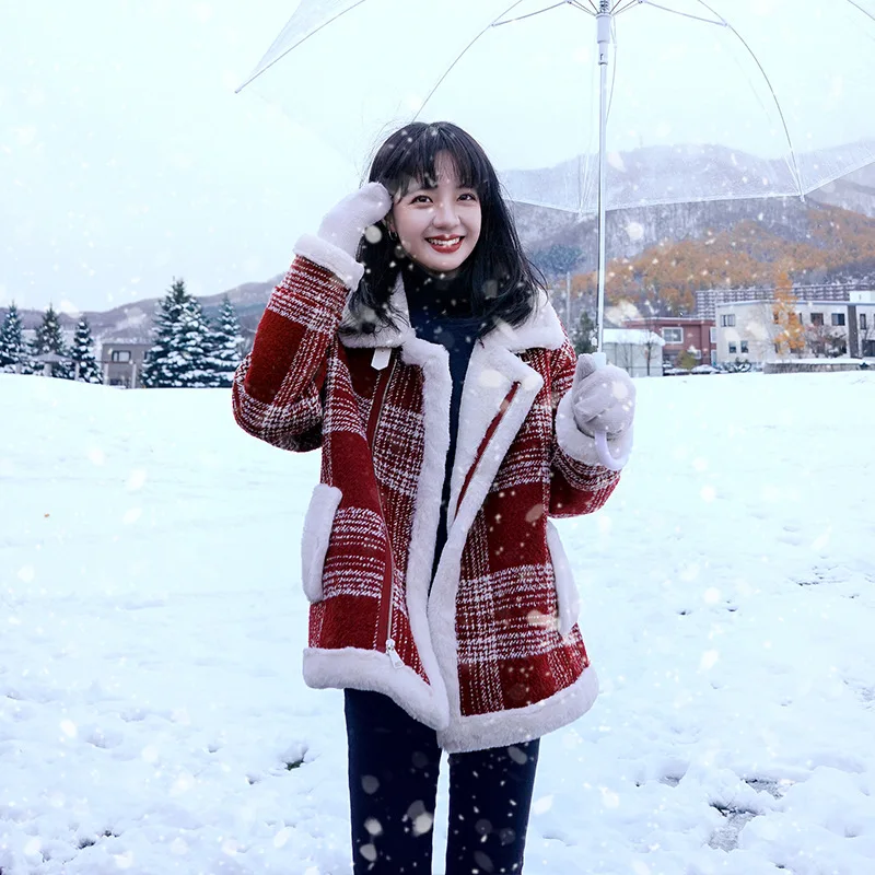 2020 Корейская версия нового зимнего короткого пальто из овечьей шерсти с