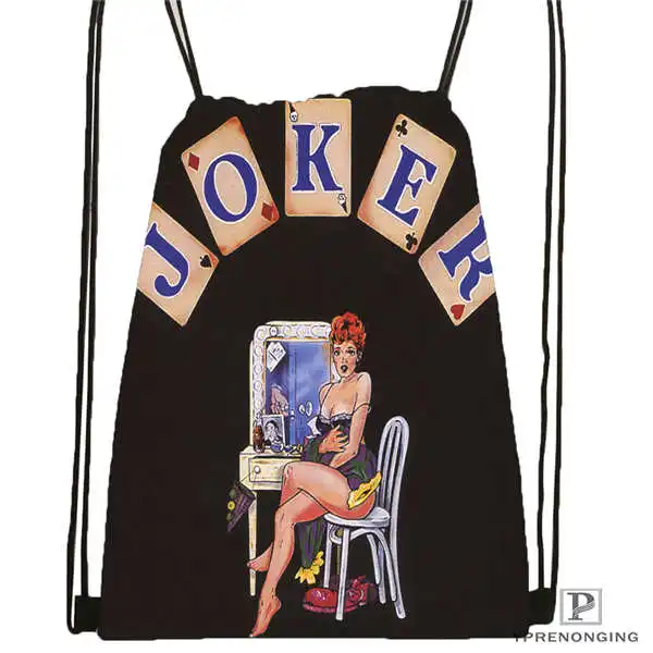 Drawstring Backpack Custom the-joker-batman-arkham походная сумка на шнурке милый рюкзак для детей(черная спинка) 31x40 см#180611-03-113 - Цвет: Drawstring Backpack
