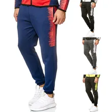 Мужские прямые повседневные тонкие спортивные брюки с принтом Брюки с карманами новые уличные спортивные штаны для бега 40SE10