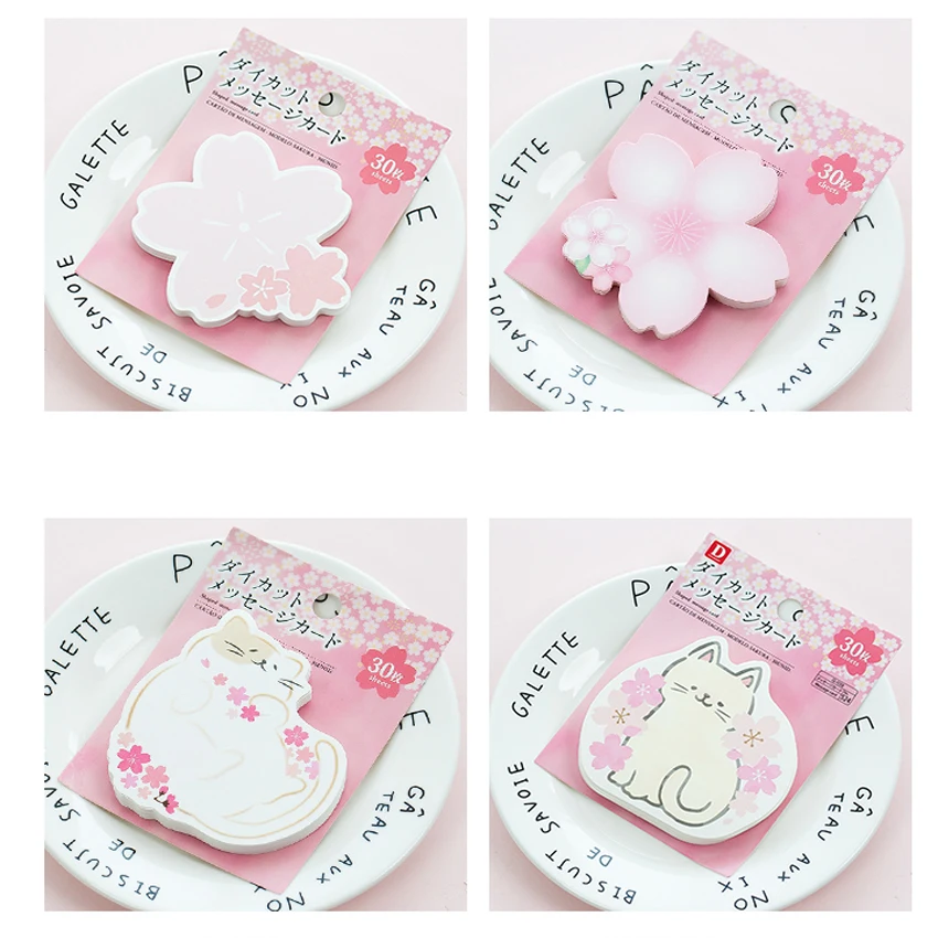 

30pcs/pack Japanese Cute Cherry Series Note Card Four Selections Notepad Diary Book Journal Stationery School Supplies