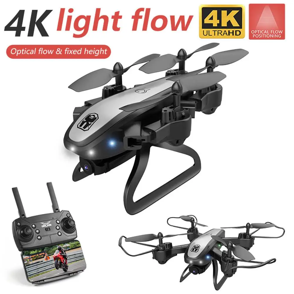 2.4GHz Remote Control Drone Aerial Photography Foldable Quadcopter Optical Flow Positioning 4K Camera FPV With LED Light